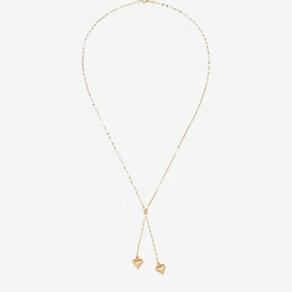 Lariat Style Womens 14K Gold Heart Y Necklace - Picture 3 of 5